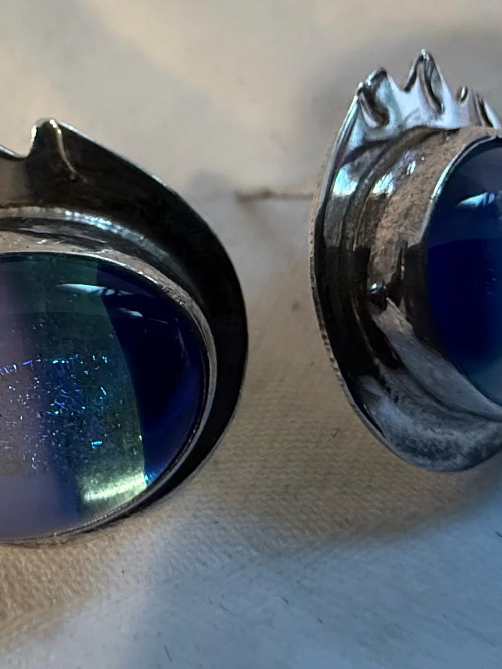 Handcrafted Blue Glass Sterling-Style Stud Earrings